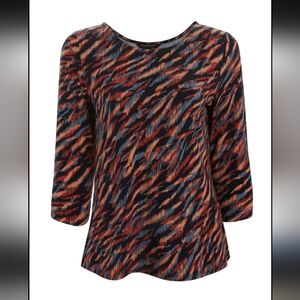 Liverpool Women's Top in Black and Orange Pattern